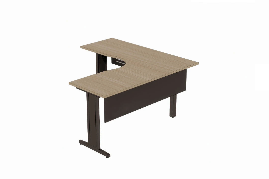 Mesa de escritório em L ergonomica com pé metálico Versatile